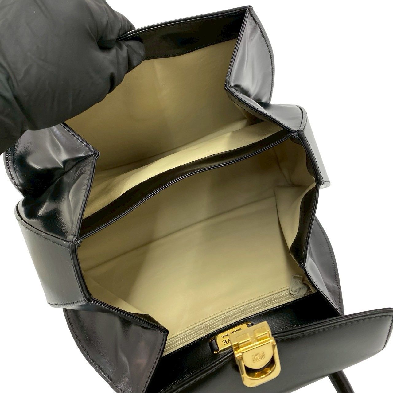 Loewe Vintage Anagram Logo Calf Leather Handbag Mini Tote Black — view 9