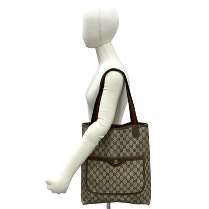 Gucci Vintage Sherry Line GG Logo Leather Tote Brown — view 2