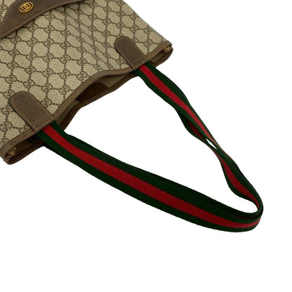 Gucci Vintage Sherry Line GG Logo Leather Tote Brown — view 4