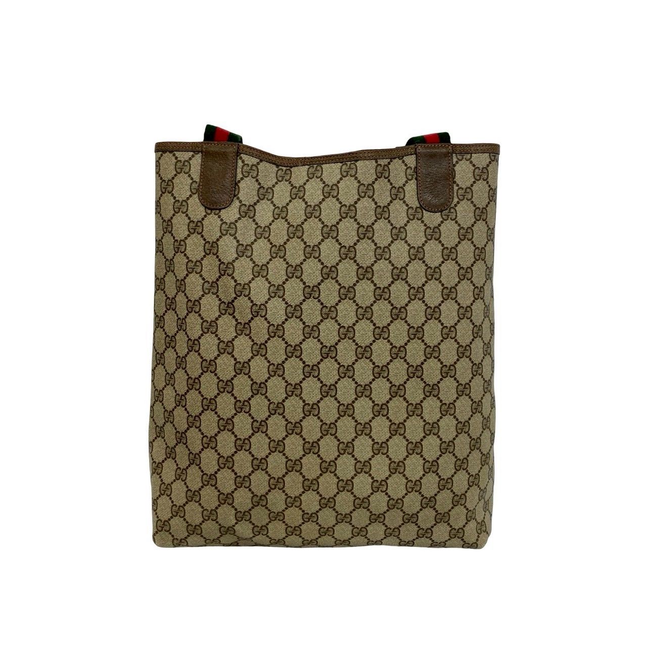 Gucci Vintage Sherry Line GG Logo Leather Tote Brown — view 3