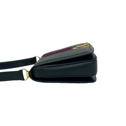 Gucci Vintage Sherry Line Leather Shoulder Bag Pochette Navy — view 5