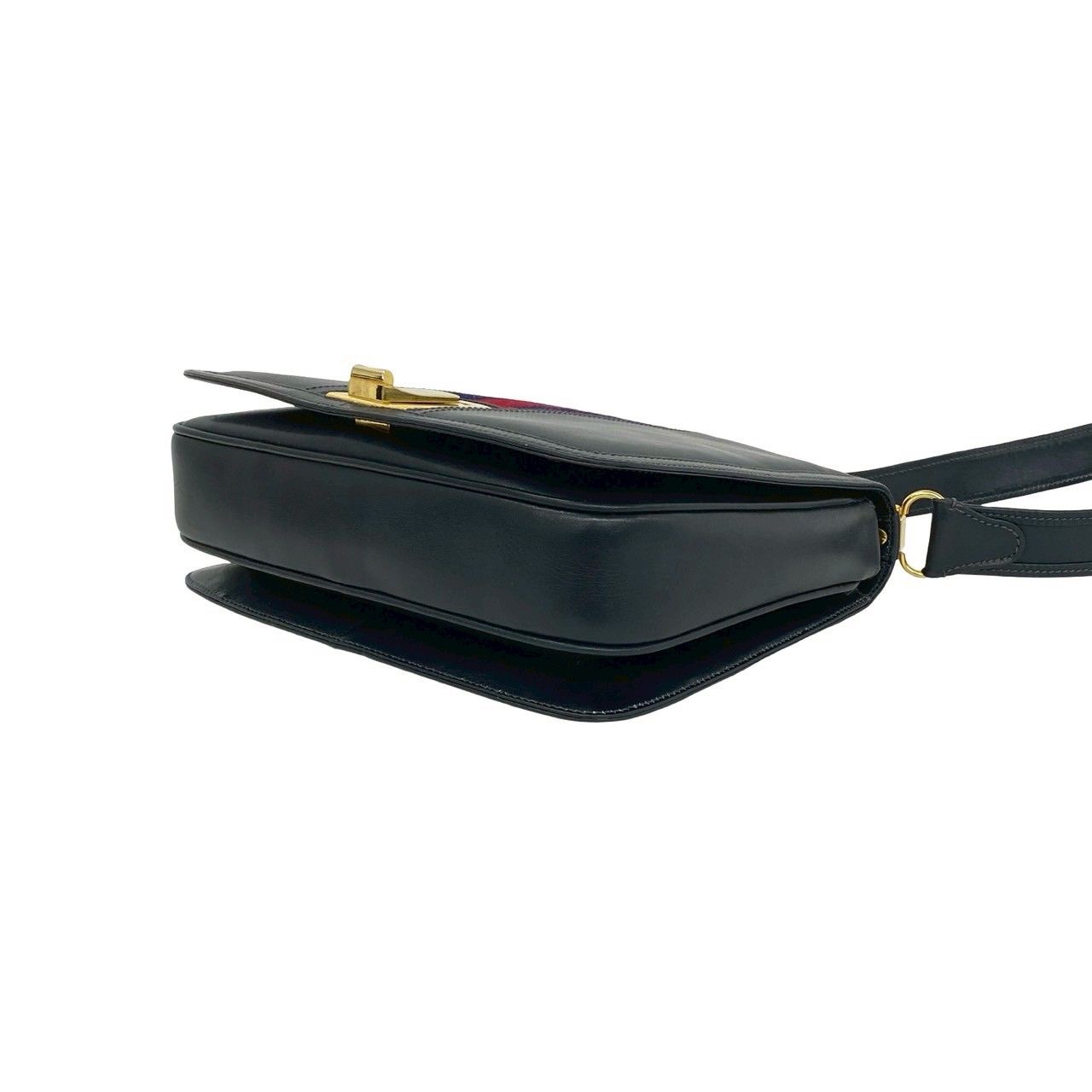 Gucci Vintage Sherry Line Leather Shoulder Bag Pochette Navy — view 8