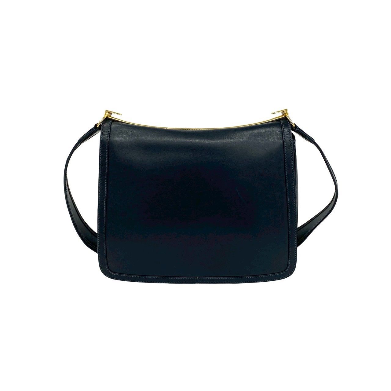 Gucci Vintage Sherry Line Leather Shoulder Bag Pochette Navy — view 3