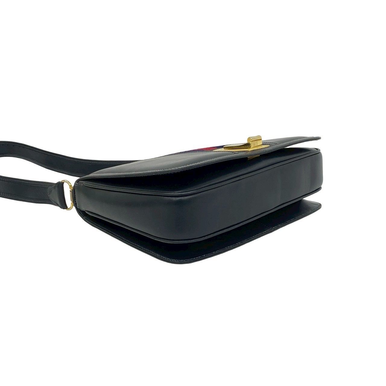 Gucci Vintage Sherry Line Leather Shoulder Bag Pochette Navy — view 7