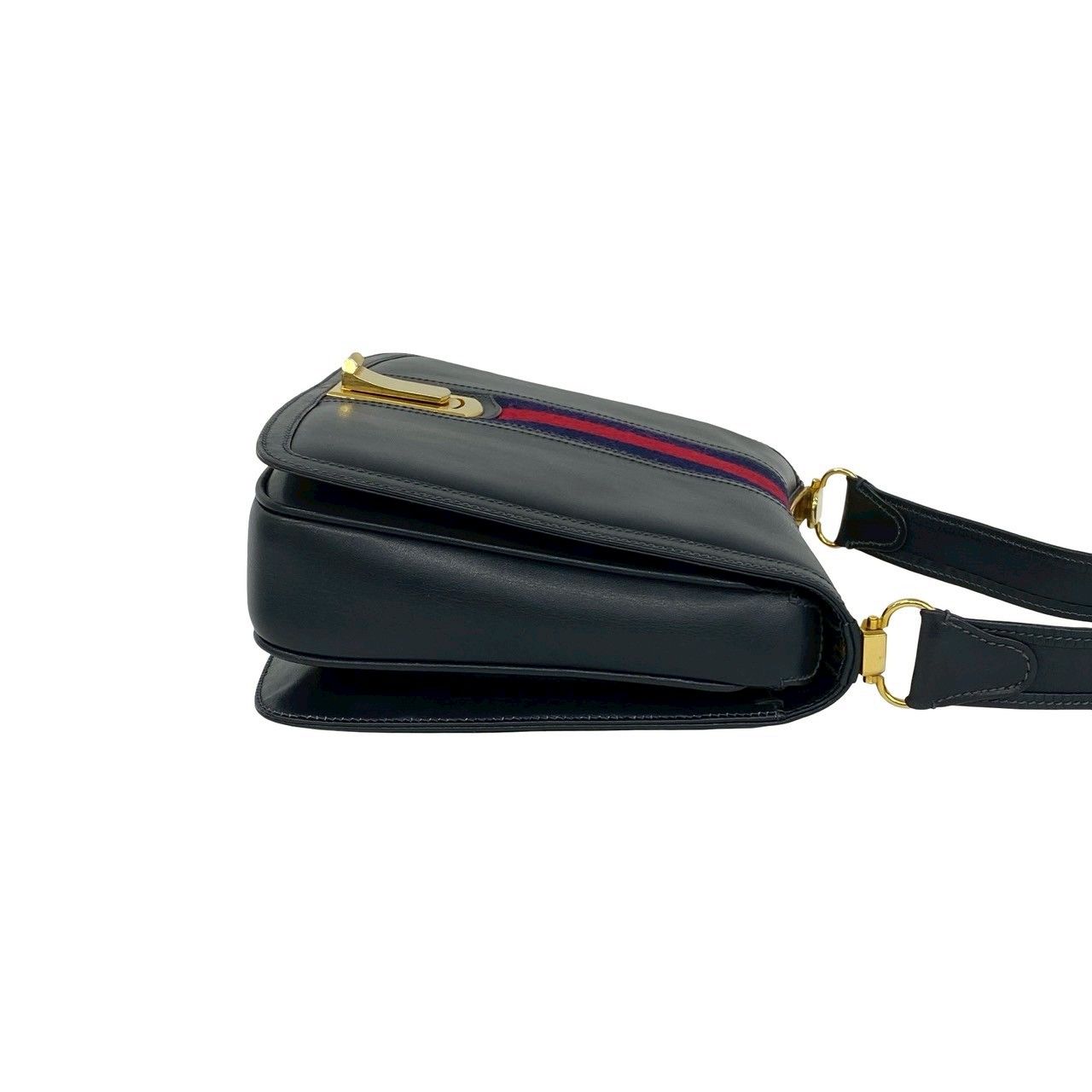 Gucci Vintage Sherry Line Leather Shoulder Bag Pochette Navy — view 6