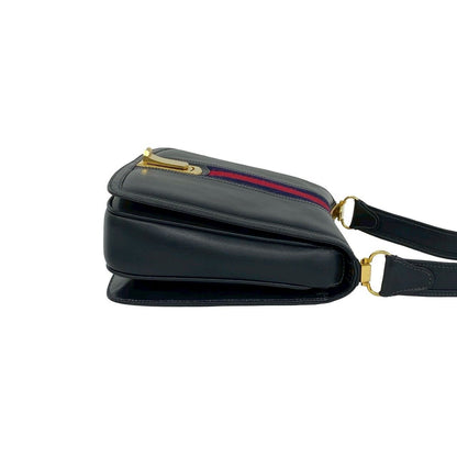 Gucci Vintage Sherry Line Leather Shoulder Bag Pochette Navy — view 6