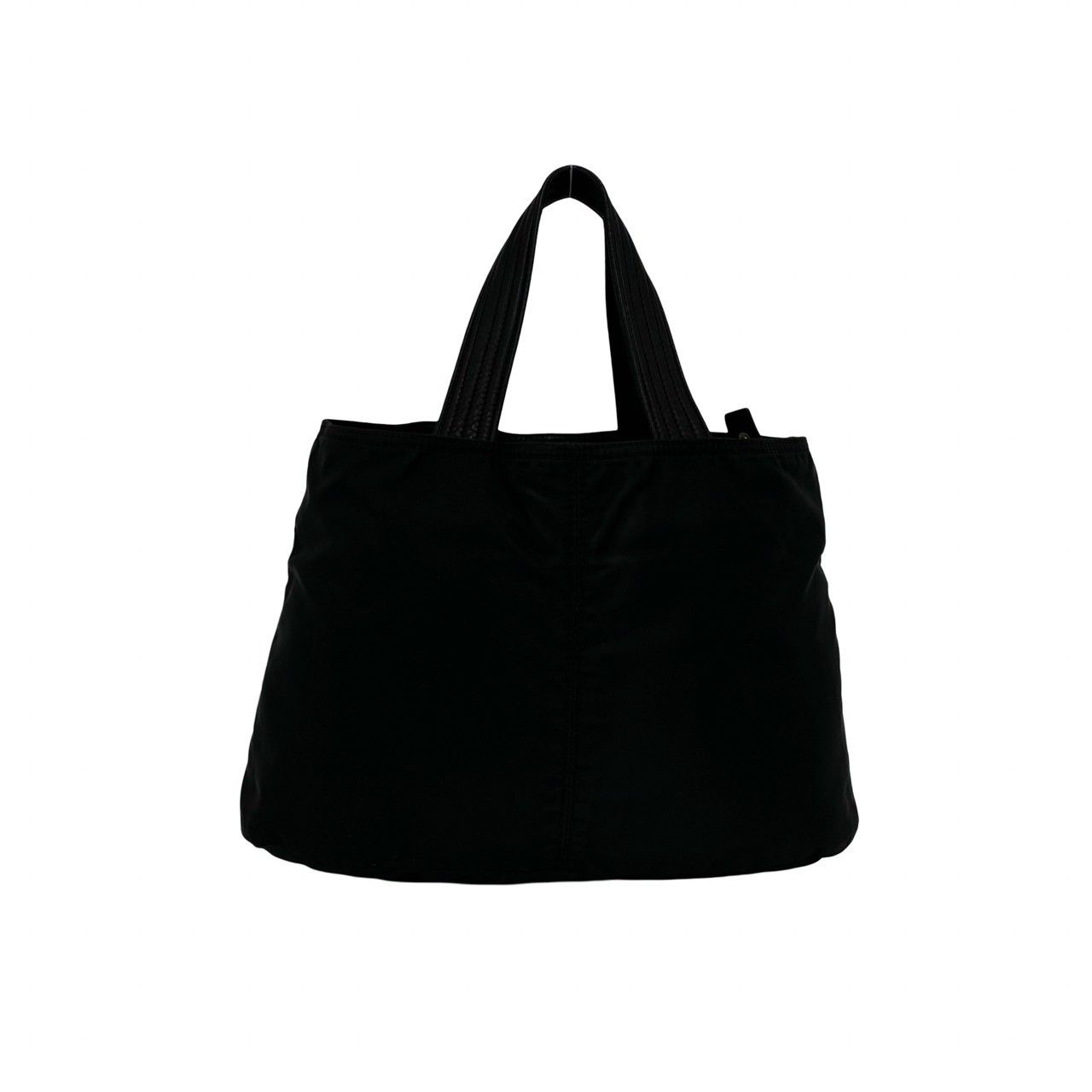 Prada Triangle Logo Tessuto Nylon Leather Handbag Mini Tote Black with Card — view 3