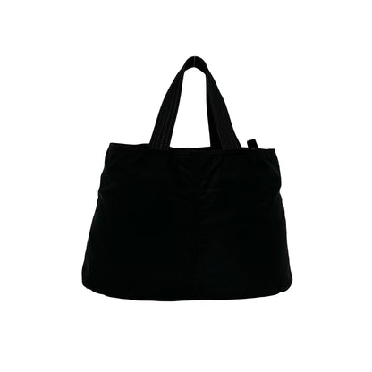 Prada Triangle Logo Tessuto Nylon Leather Handbag Mini Tote Black with Card — view 3