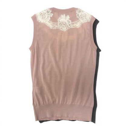 Dolce & Gabbana Sleeveless Knit Pullover Floral Lace Vest Lightweight 38 Pink — view 3