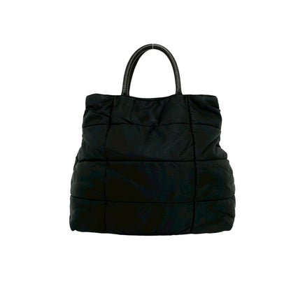 Prada Triangle Logo Quilted Nylon Leather 2-Way Tote Shoulder Bag Black — view 3