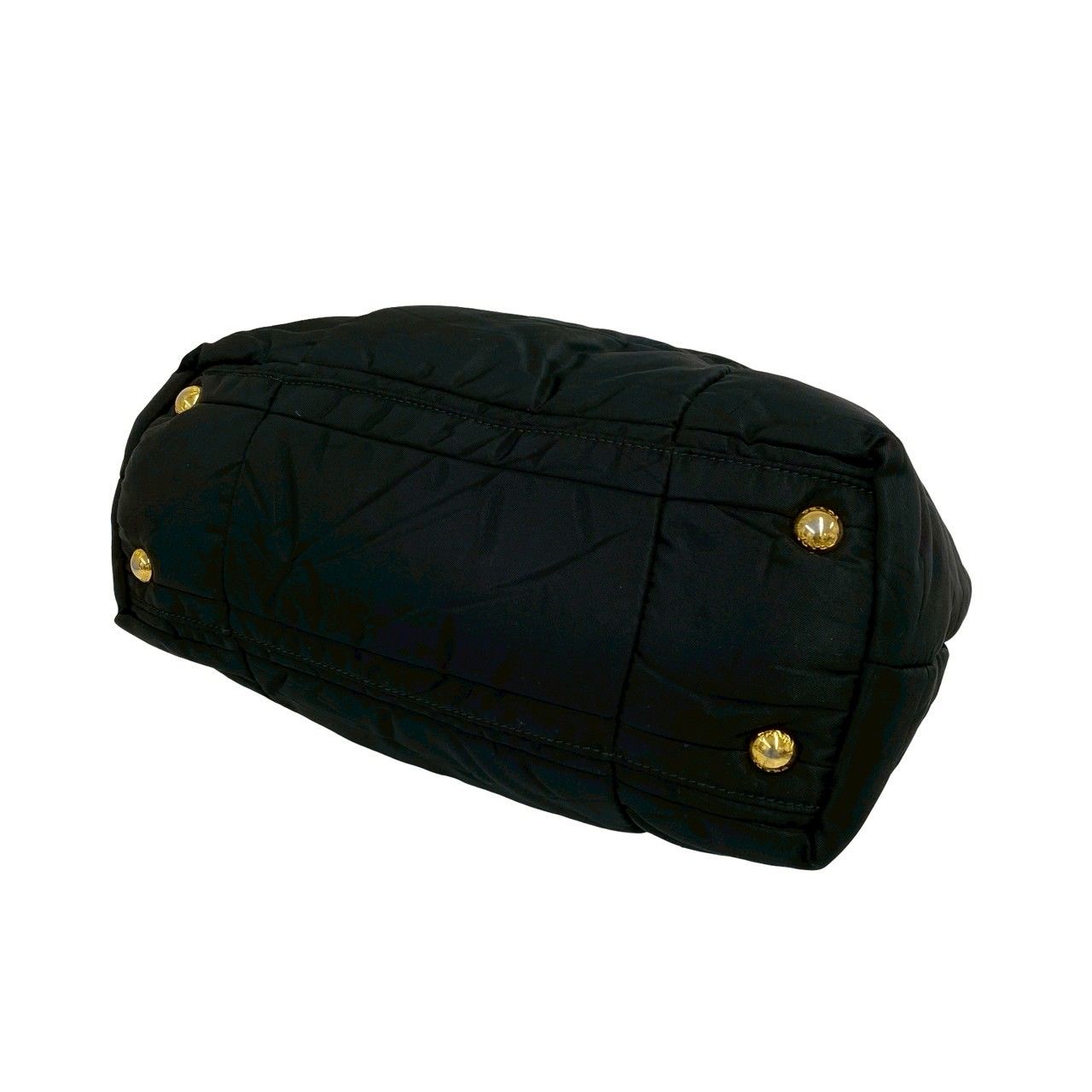 Prada Triangle Logo Quilted Nylon Leather 2-Way Tote Shoulder Bag Black — view 8