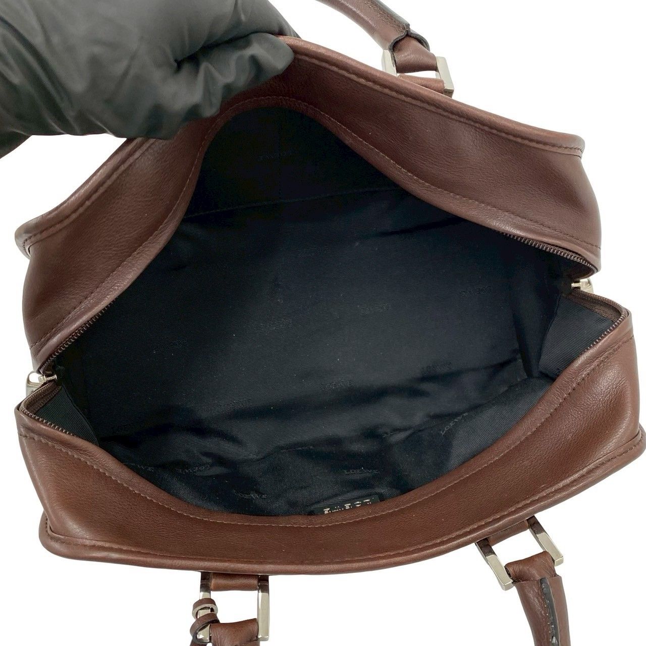 Loewe Amazona 28 Anagram Log Leather Mini Boston Bag with Key Brown — view 9