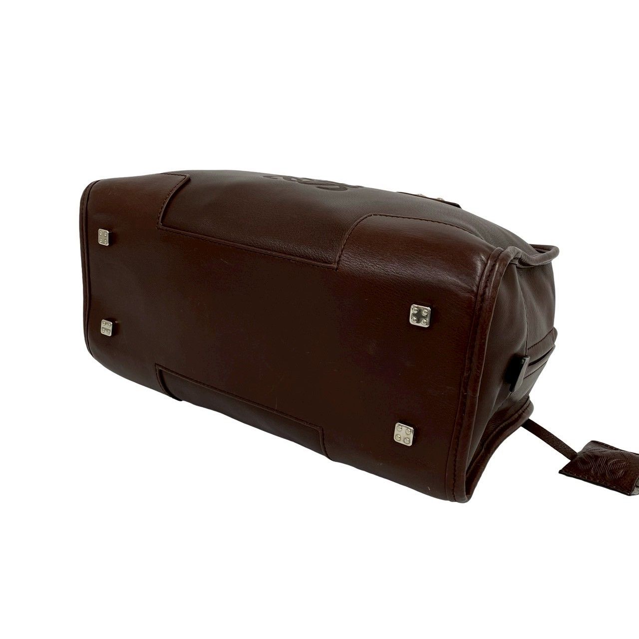Loewe Amazona 28 Anagram Log Leather Mini Boston Bag with Key Brown — view 8