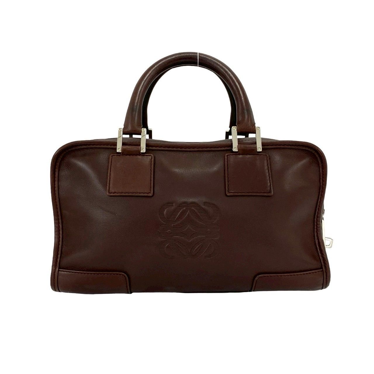 Loewe Amazona 28 Anagram Log Leather Mini Boston Bag with Key Brown — view 3