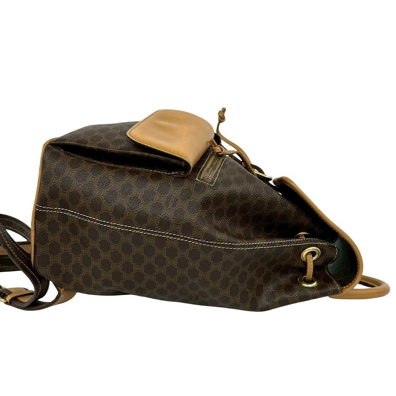 Celine Vintage Macadam Blason Triomphe Pattern Leather Backpack Brown — view 6