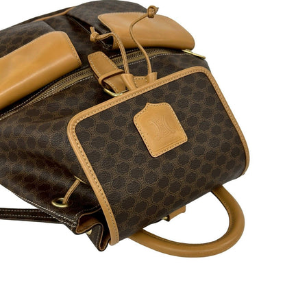 Celine Vintage Macadam Blason Triomphe Pattern Leather Backpack Brown — view 4