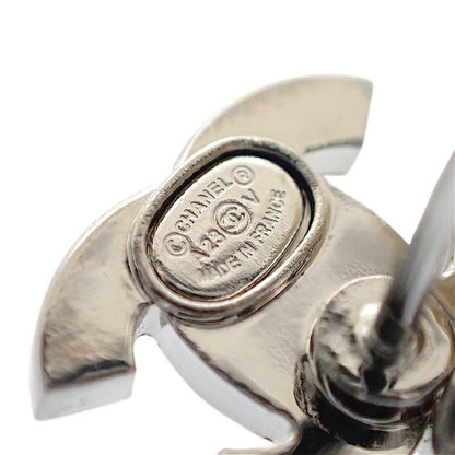 Chanel CC Logo Pearl Earrings Metal Faux Silver — view 5