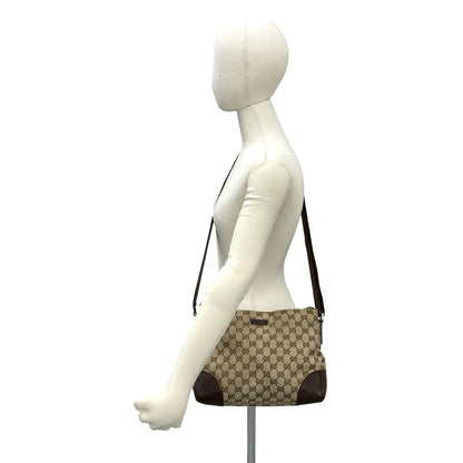 Gucci GG Canvas Leather Shoulder Bag Pochette Crossbody Cross Brown — view 2