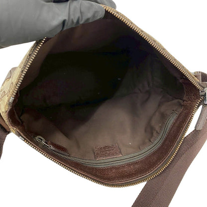 Gucci GG Canvas Leather Shoulder Bag Pochette Crossbody Cross Brown — view 9