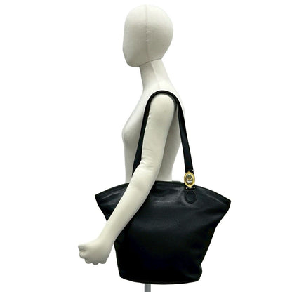 Dior CD Logo Leather Tote Shoulder Bag Black — view 2