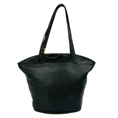 Dior CD Logo Leather Tote Shoulder Bag Black — view 3