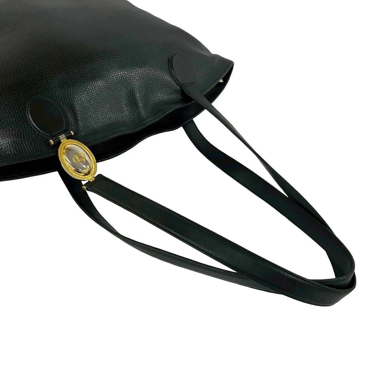 Dior CD Logo Leather Tote Shoulder Bag Black — view 4