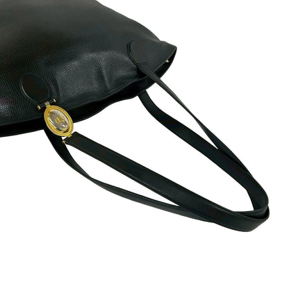 Dior CD Logo Leather Tote Shoulder Bag Black — view 4