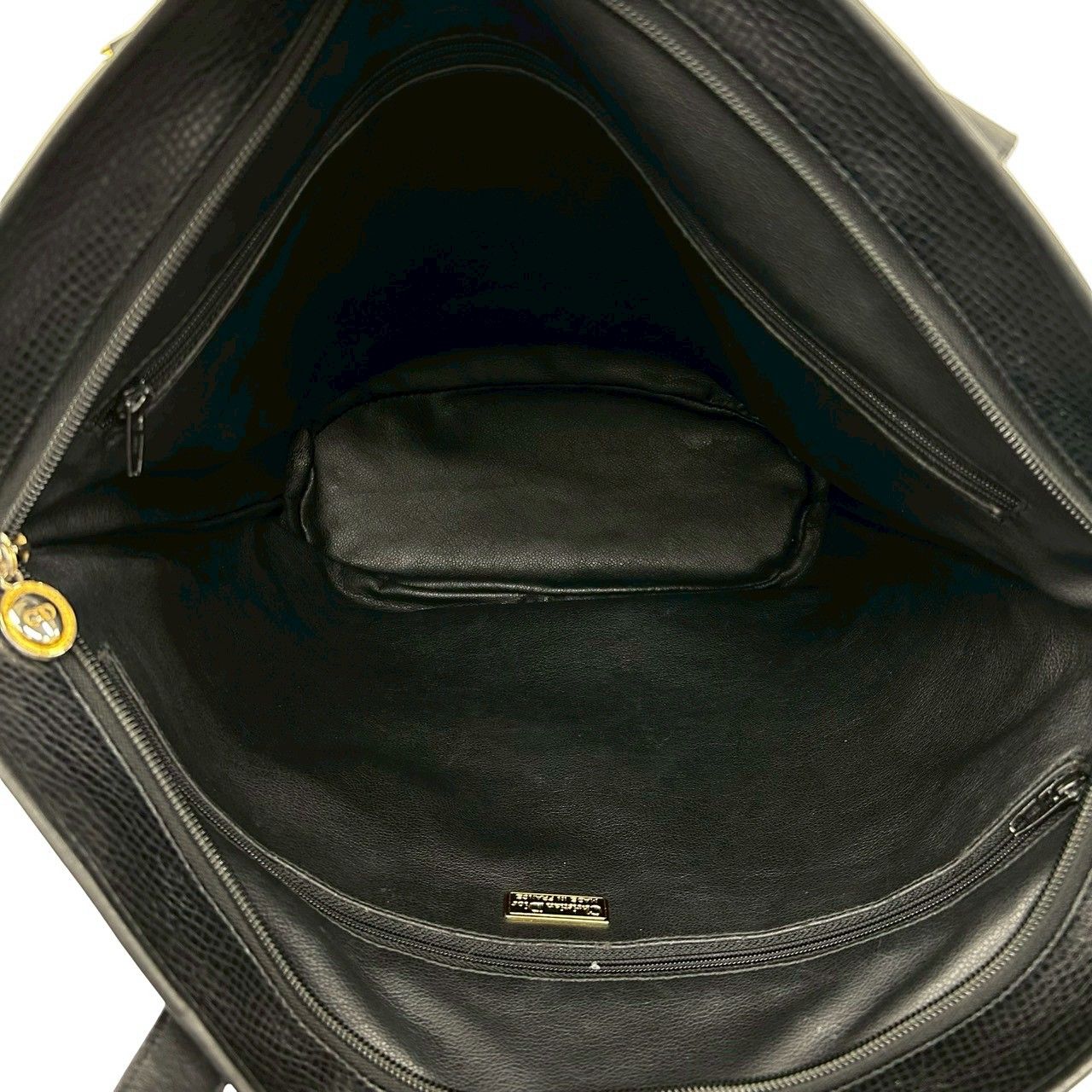 Dior CD Logo Leather Tote Shoulder Bag Black — view 9
