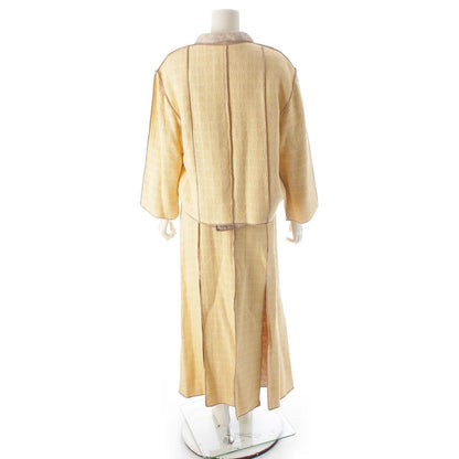 Chanel Cotton Linen Jacket Sleeveless Top Skirt Ensemble Set Yellow 46 — view 4