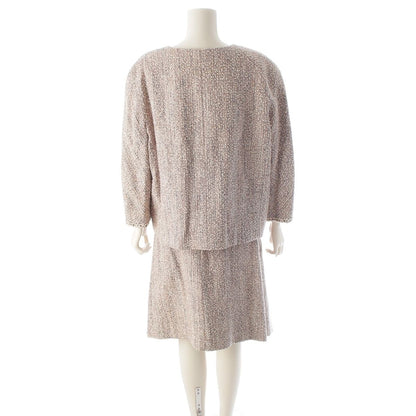 Chanel Cotton Wool Zipper Ribbon Jacket Skirt Set Pink Multicolor 50 — view 4
