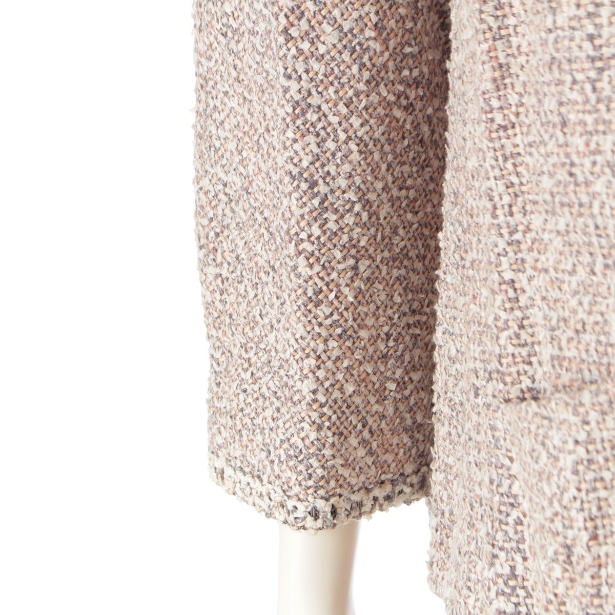 Chanel Cotton Wool Zipper Ribbon Jacket Skirt Set Pink Multicolor 50 — view 8
