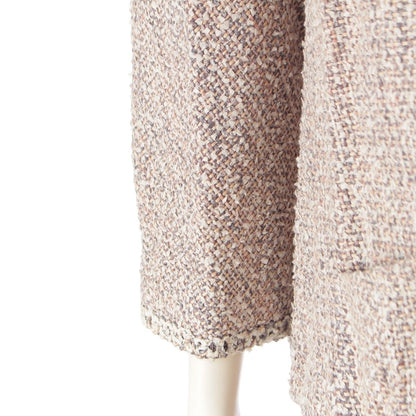 Chanel Cotton Wool Zipper Ribbon Jacket Skirt Set Pink Multicolor 50 — view 8