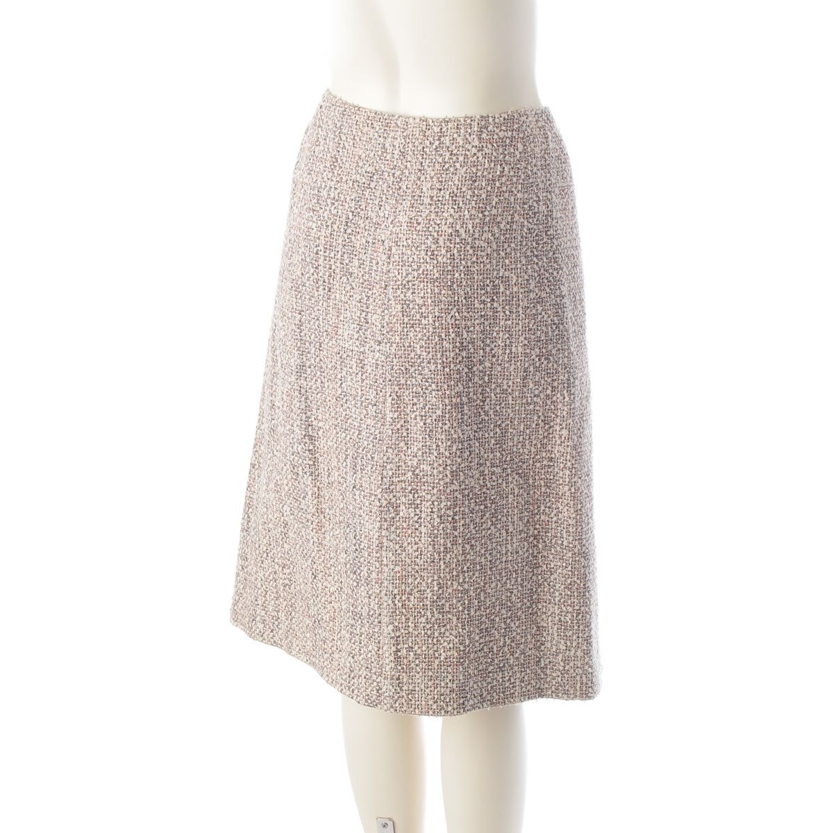 Chanel Cotton Wool Zipper Ribbon Jacket Skirt Set Pink Multicolor 50 — view 6