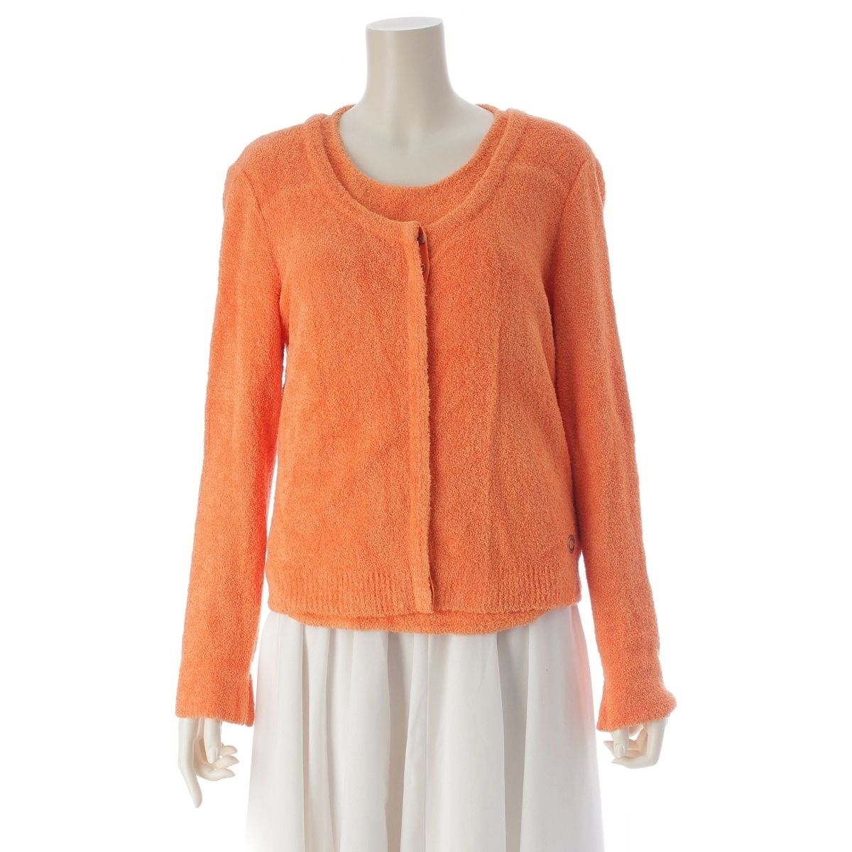 Chanel Pile Cardigan Tank Top Ensemble Top Set Orange 46