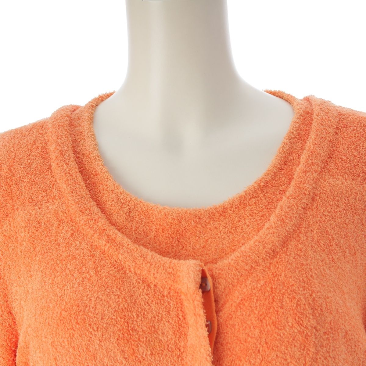 Chanel Pile Cardigan Tank Top Ensemble Top Set Orange 46 — view 7