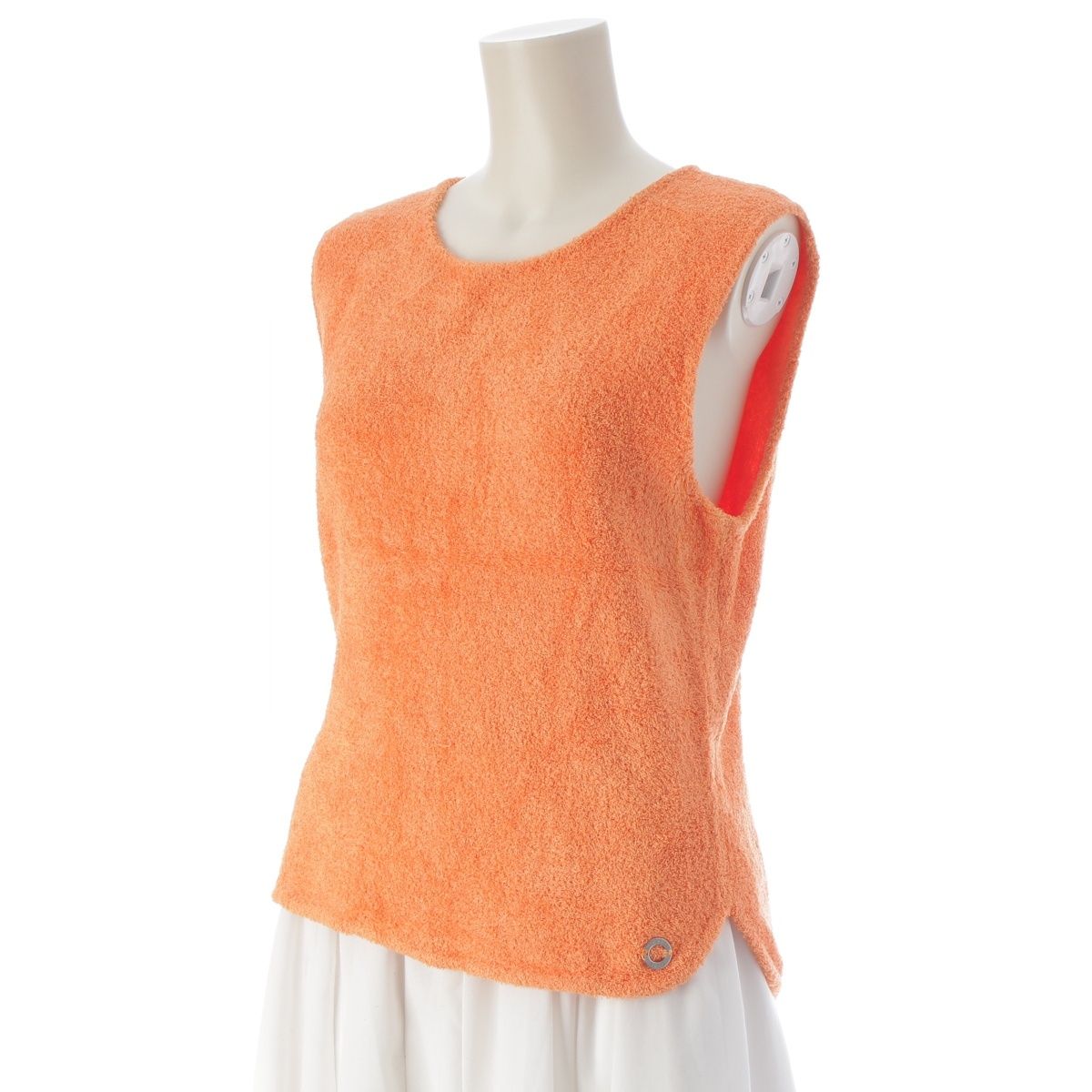 Chanel Pile Cardigan Tank Top Ensemble Top Set Orange 46 — view 5