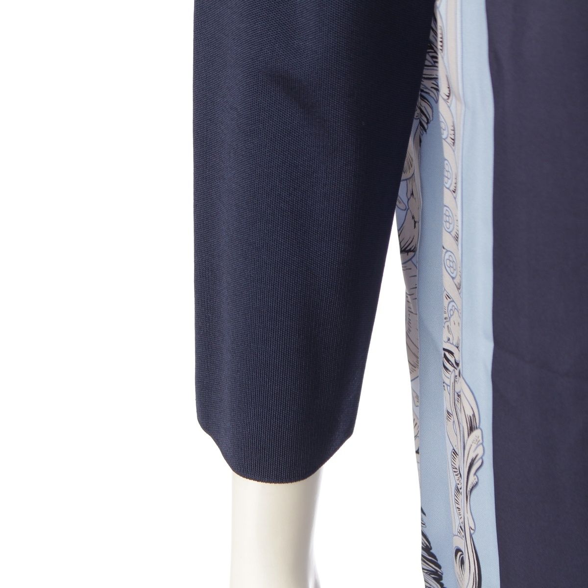Hermes Bride de Cour Silk Twill Lane Long Sleeve Dress Navy 40 — view 6