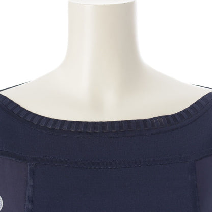 Hermes Bride de Cour Silk Twill Lane Long Sleeve Dress Navy 40 — view 5