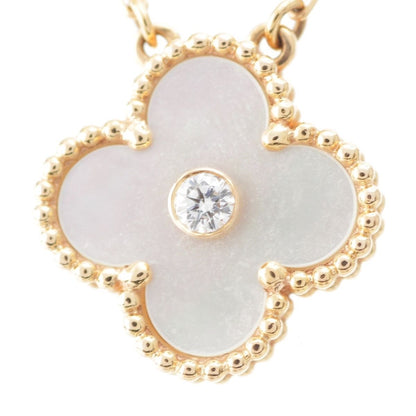 Van Cleef & Arpels Vintage Alhambra Diamond Shell Holiday Limited Necklace 18k — view 4