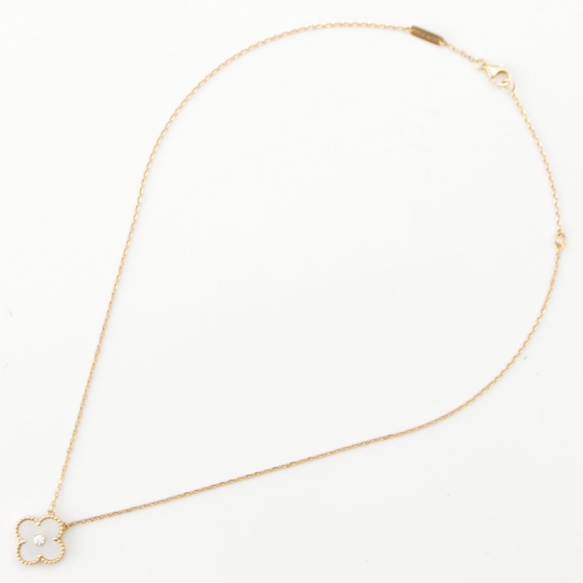Van Cleef & Arpels Vintage Alhambra Diamond Shell Holiday Limited Necklace 18k — view 3