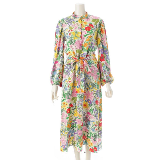 Gucci Ken Scott Silk Floral Dress Long Sleeve Polka Dot White Multicolor 36