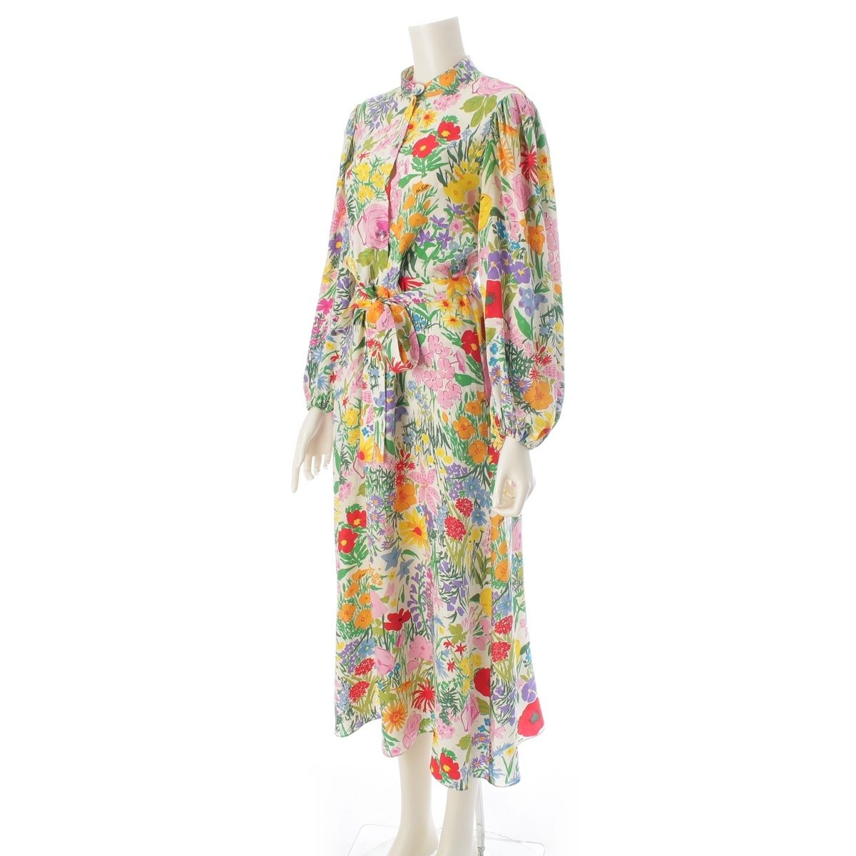 Gucci Ken Scott Silk Floral Dress Long Sleeve Polka Dot White Multicolor 36 — view 2