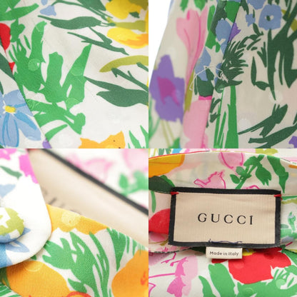 Gucci Ken Scott Silk Floral Dress Long Sleeve Polka Dot White Multicolor 36 — view 9
