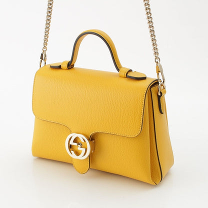 Gucci Interlocking Top Handle 2-Way Chain Shoulder Handbag Yellow — view 2