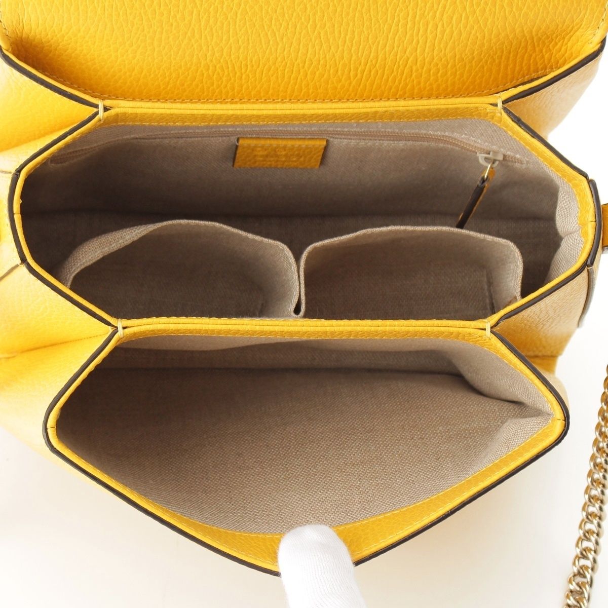 Gucci Interlocking Top Handle 2-Way Chain Shoulder Handbag Yellow — view 6