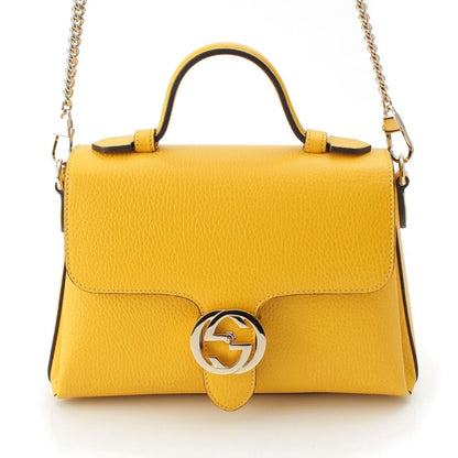 Gucci Interlocking Top Handle 2-Way Chain Shoulder Handbag Yellow