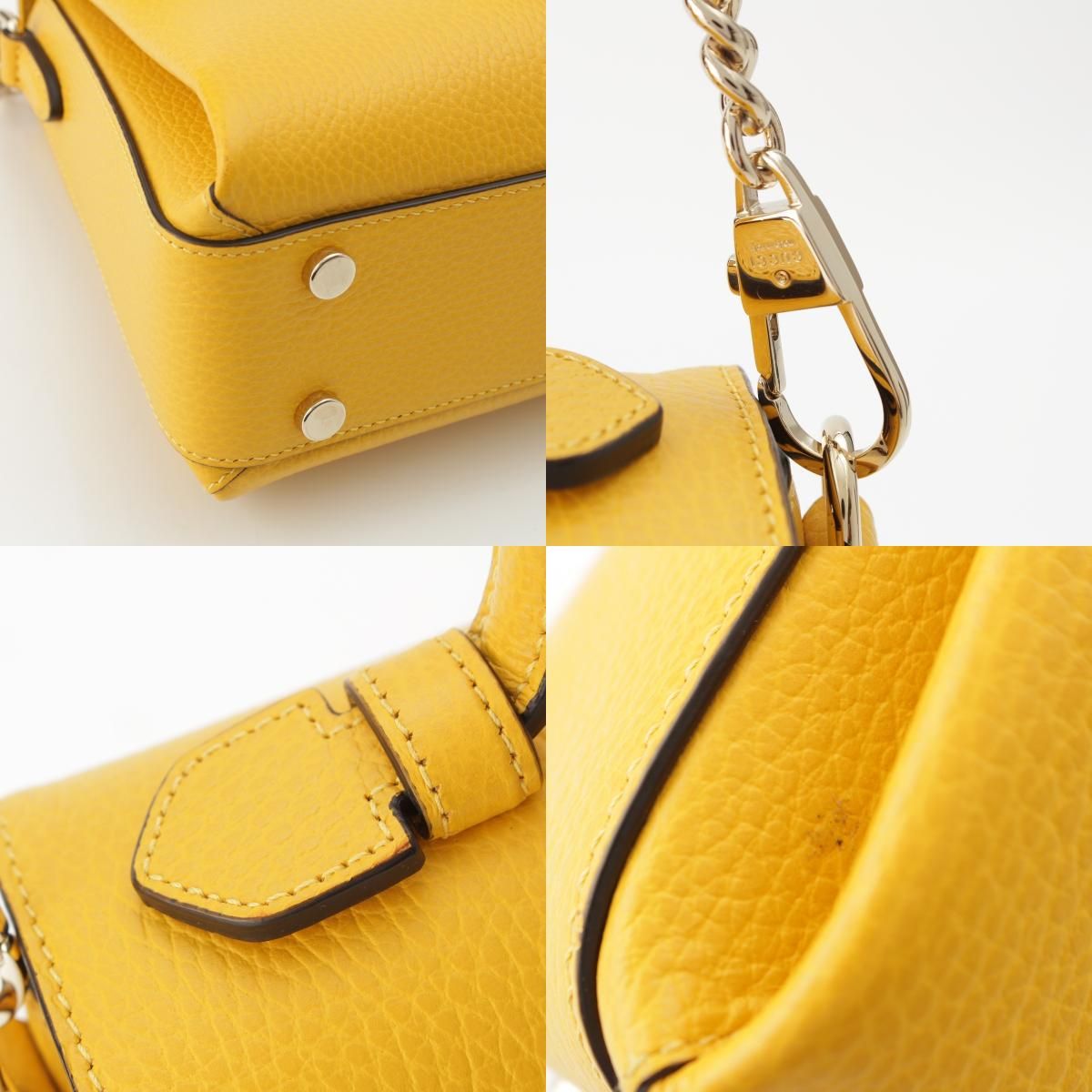 Gucci Interlocking Top Handle 2-Way Chain Shoulder Handbag Yellow — view 9