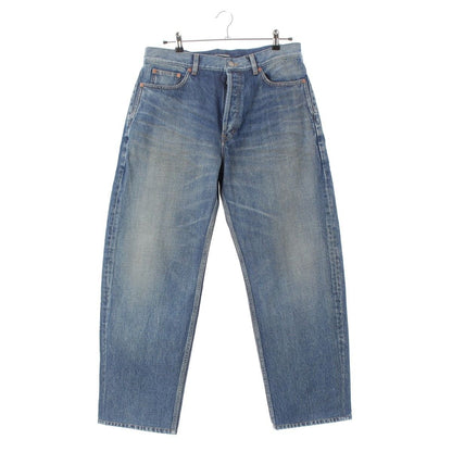 Saint Laurent Cotton Tapered High Rise Jeans Afzorati Washed Denim Pants Blue 32