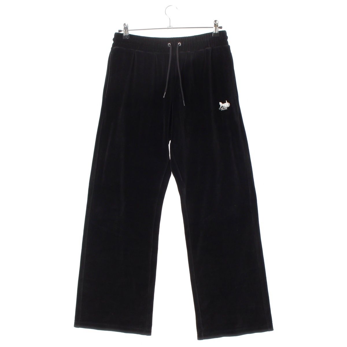 Celine Velvet Logo Embroidery Carriage Loose Lounge Pants Easy Black