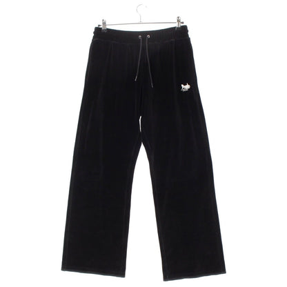 Celine Velvet Logo Embroidery Carriage Loose Lounge Pants Easy Black